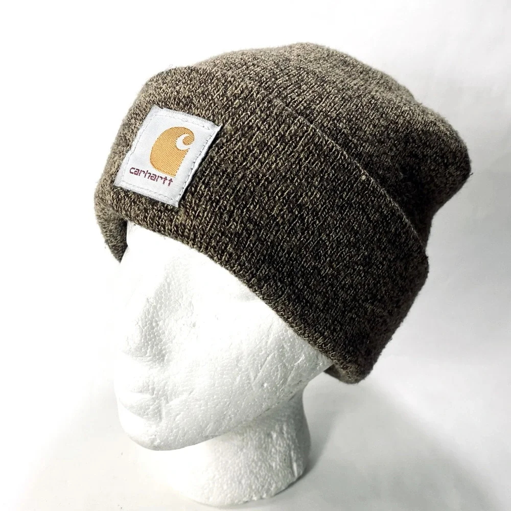 Carhartt Brown Tan Knit Foldover Cuff Style Beanie Hat - Unisex